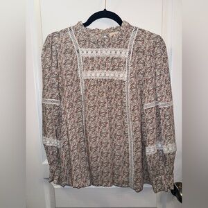 Floral Lace Long Sleeve Blouse, size S